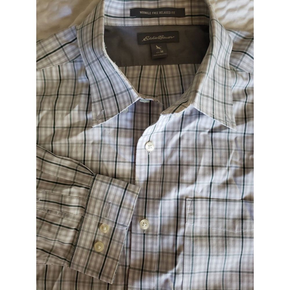 Eddie Bauer Casual Shirt Button Up Long Sleeve Mens‎ Size M Medium Plaid